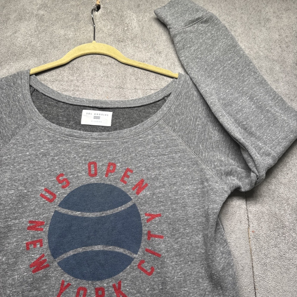 Sol Angeles Gray Graphic Sweatshirt Tennis New York Crewneck‎ XL